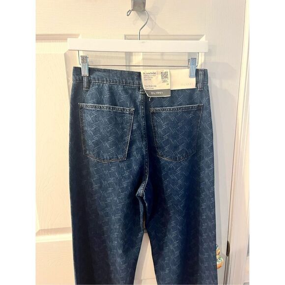 DL1961 DL Vintage Zoie Wide Leg Relaxed Jeans in Seacliff Laser Print Sz 24 NWT - Picture 9 of 13